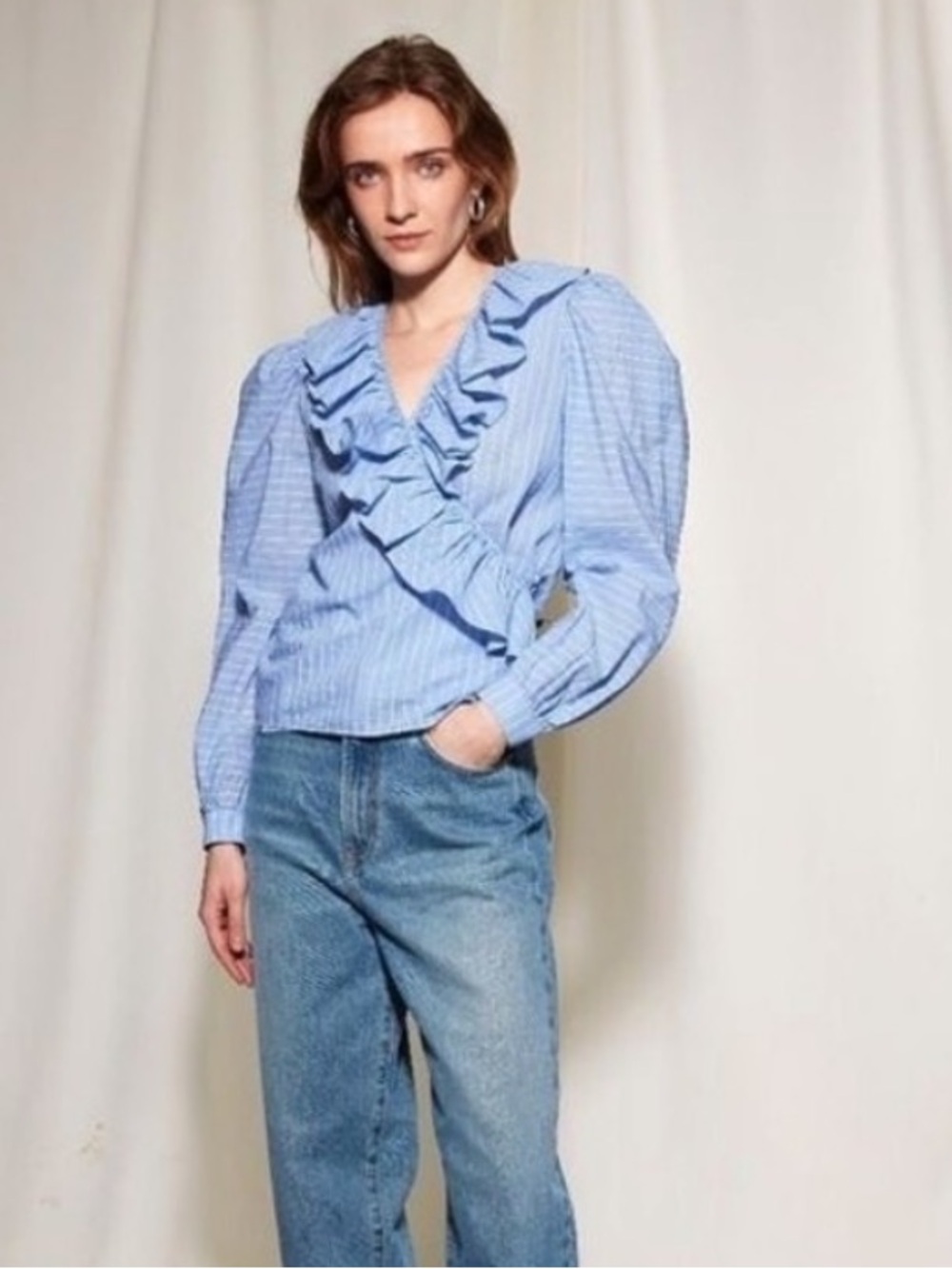 Les Coyotes de Paris ruffle striped top it36/xs-s